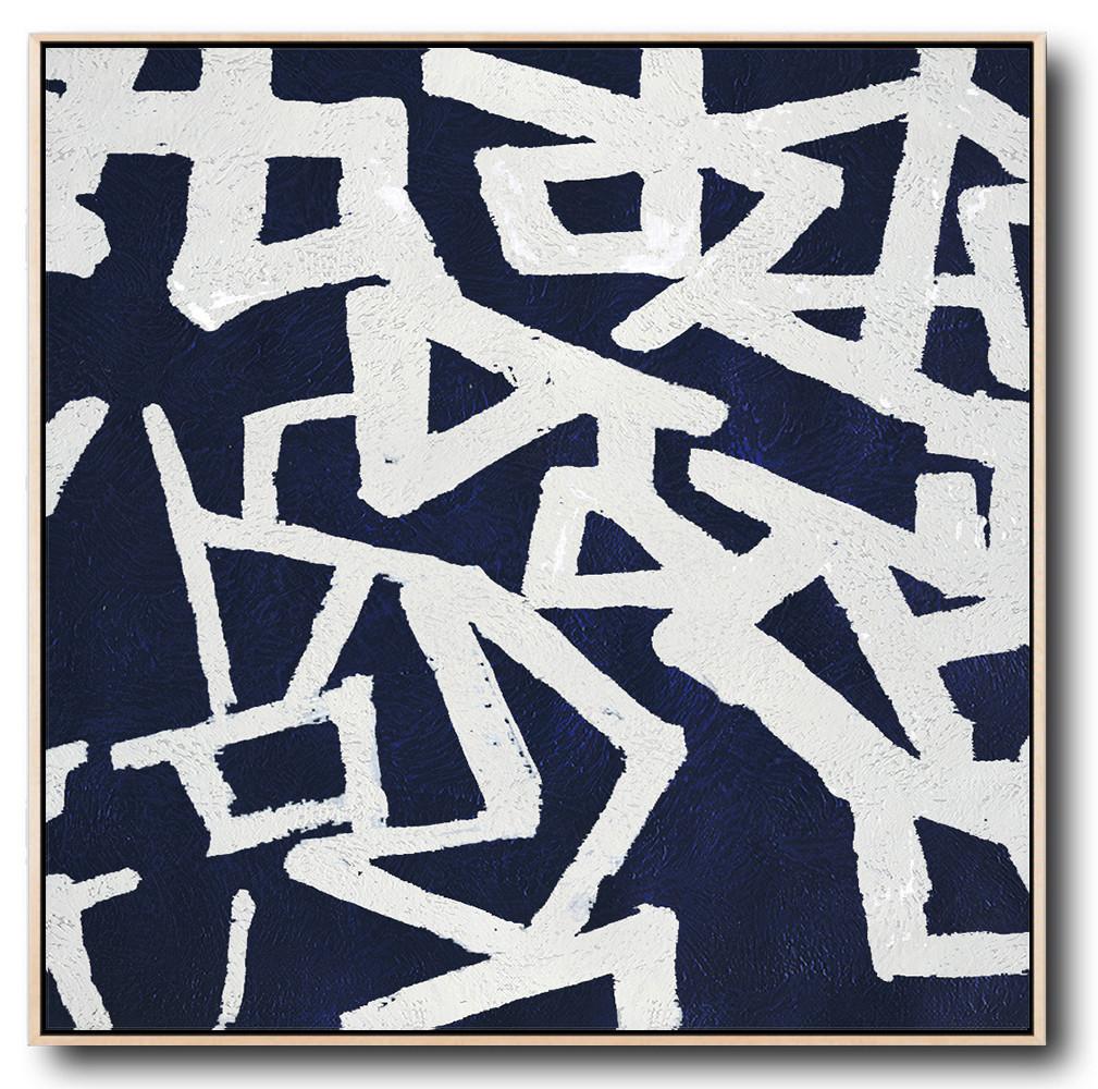 Navy Blue Minimalist Painting #NV111A - Click Image to Close